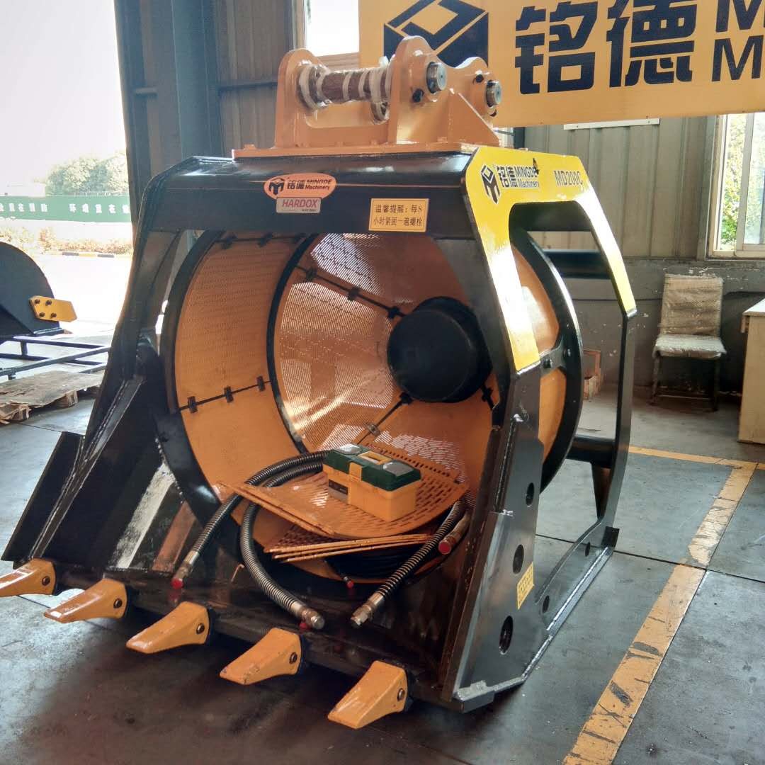 挖機土石分離分篩斗 河道洗沙旋轉篩分斗產品圖片