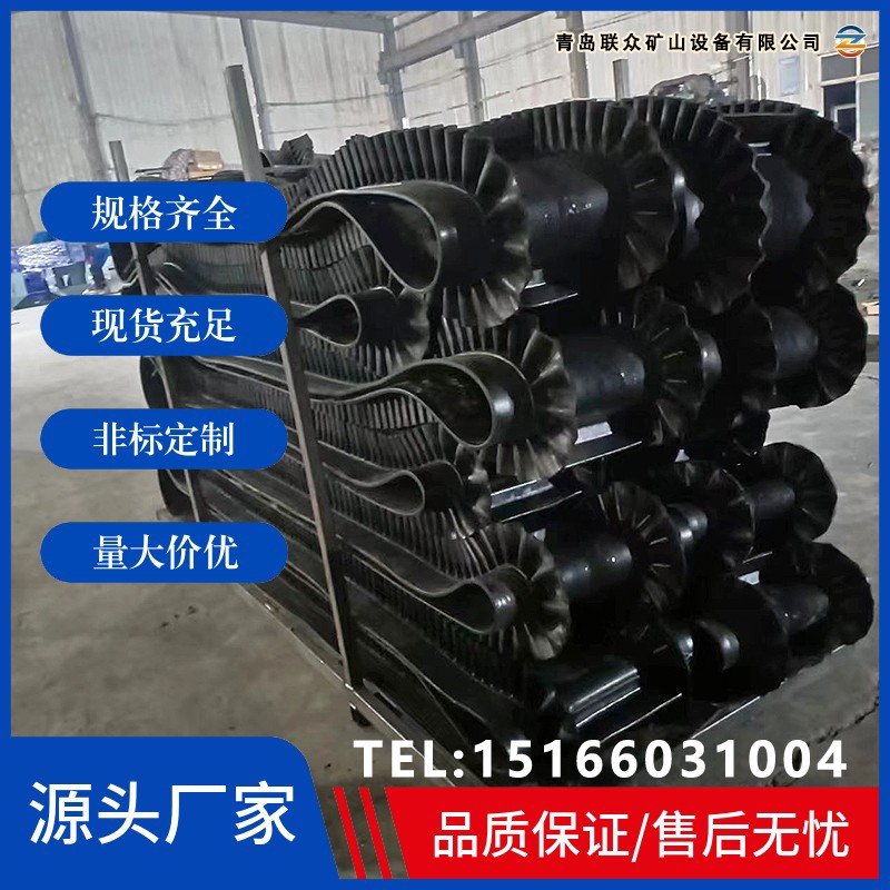 工業雙排隔板擋邊輸送帶耐酸堿傳輸帶阻燃耐磨耐高溫爬坡傳送帶