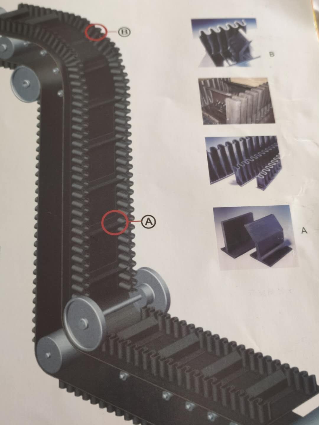 耐磨橡膠環形皮帶 鋼廠波狀輸送帶 斗式大傾角裙邊帶