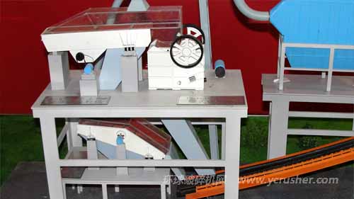 生產線模型中的破碎機、振動篩、輸送機設備