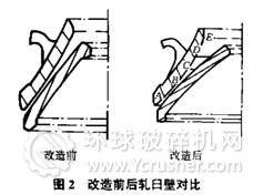 圓錐破碎機(jī)改造前后軋臼壁對(duì)比