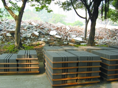 通過建筑垃圾資源化利用生產出來的實心磚